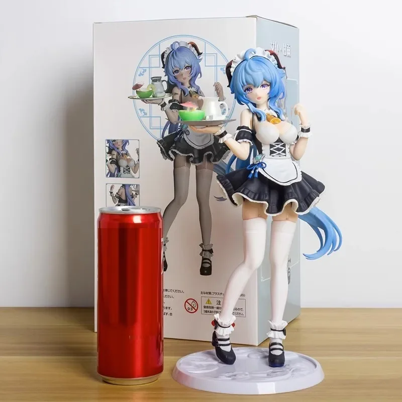 22cm Genshin Impact Game Figure Ganyu The Maid Outfit Beautiful Girl Statue Action Figure Collect Ornaments PVC Kawaii Gift Toys