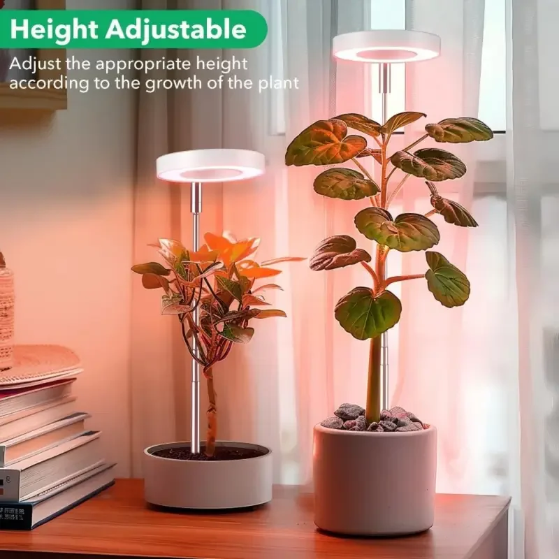 Adjustable LED Grow Light 2/4/8H On/Off Timer Full Spectrum Desk Lamp for Indoor Plants Height Adjustable Garden Decor