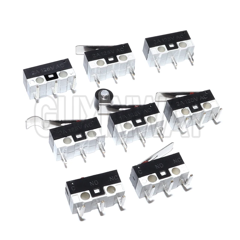 10PCS Saklar Limit Mikro SPDT 3Pin Tuas Panjang 12X6X6MM Saklar Tombol Tekan Momentary 1A 125V AC Saklar Mouse