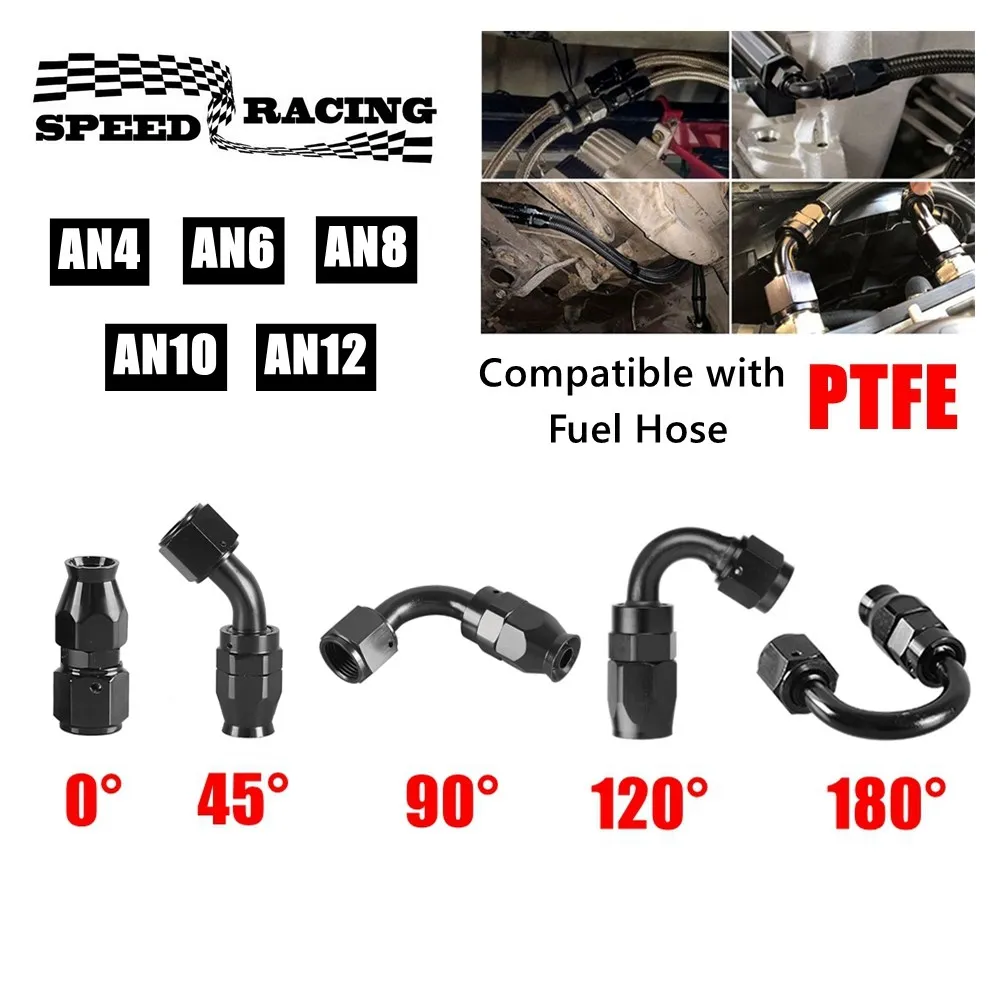 

Масло, топливо, фторопласт, AN4/6/8/10/12, прямой, 0 °/45 °/90 °/120 °/180 ° градусов, шланг для масла, комплект адаптеров для конца шланга, черный
