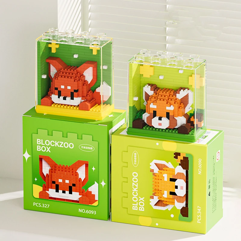 ใหม่ แพนด้ารูปสัตว์น่ารัก ﻿ ยีราฟ Tiger Fox Guinea Pig Lamb Koala Penguin Building Blocks ชุดสาวอิฐชุดของเล่นเด็กเด็ก