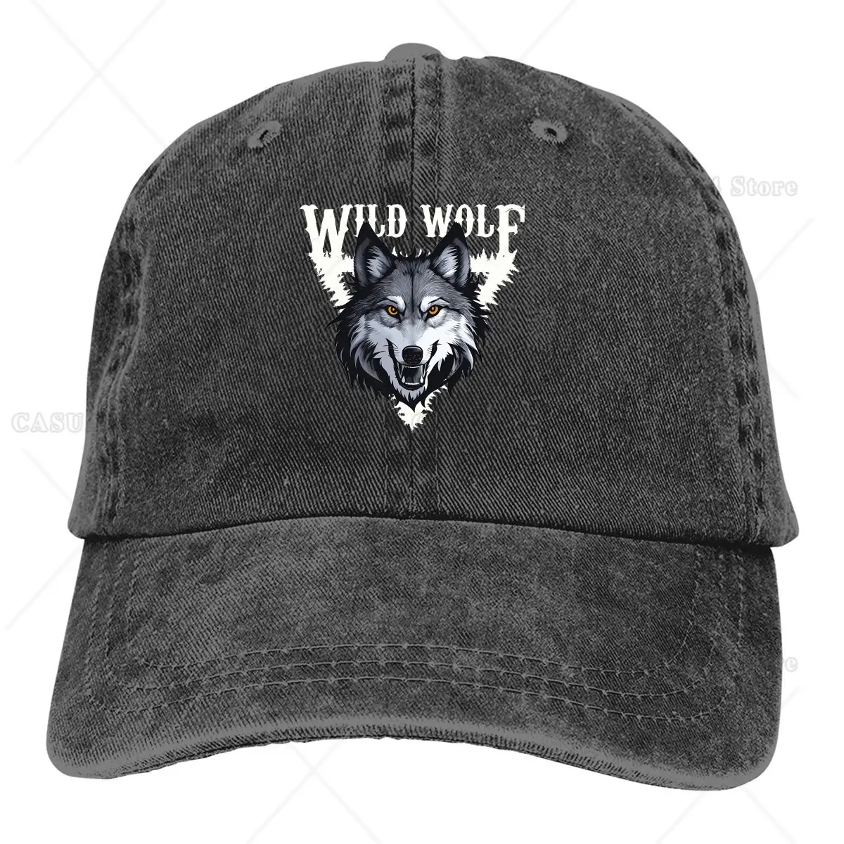 

Denim Cap Sun Visor Hip Hop Caps Wild Wolf Baseball Cowboy Hat Peaked Hats One Size