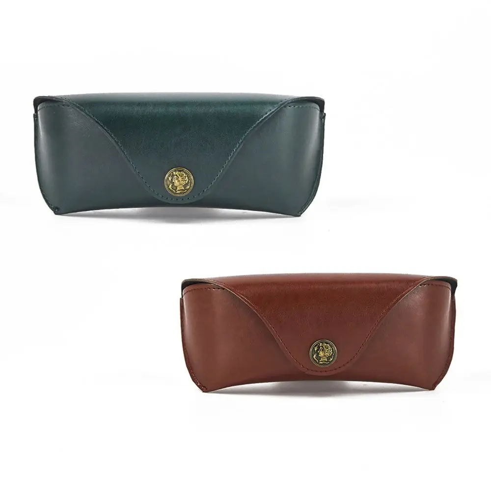 Retro Soft Brown Leather Glasses Case Portable Unisex Leather Eye Glasses Sunglasses Holder Box Protective Glasses Box
