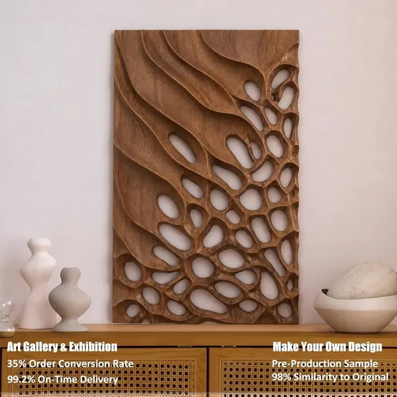 Home Decor Modern Handmade Abstract Wall Art Mixed Media Artwork Wood Carving Painting 3D Wall Pictures