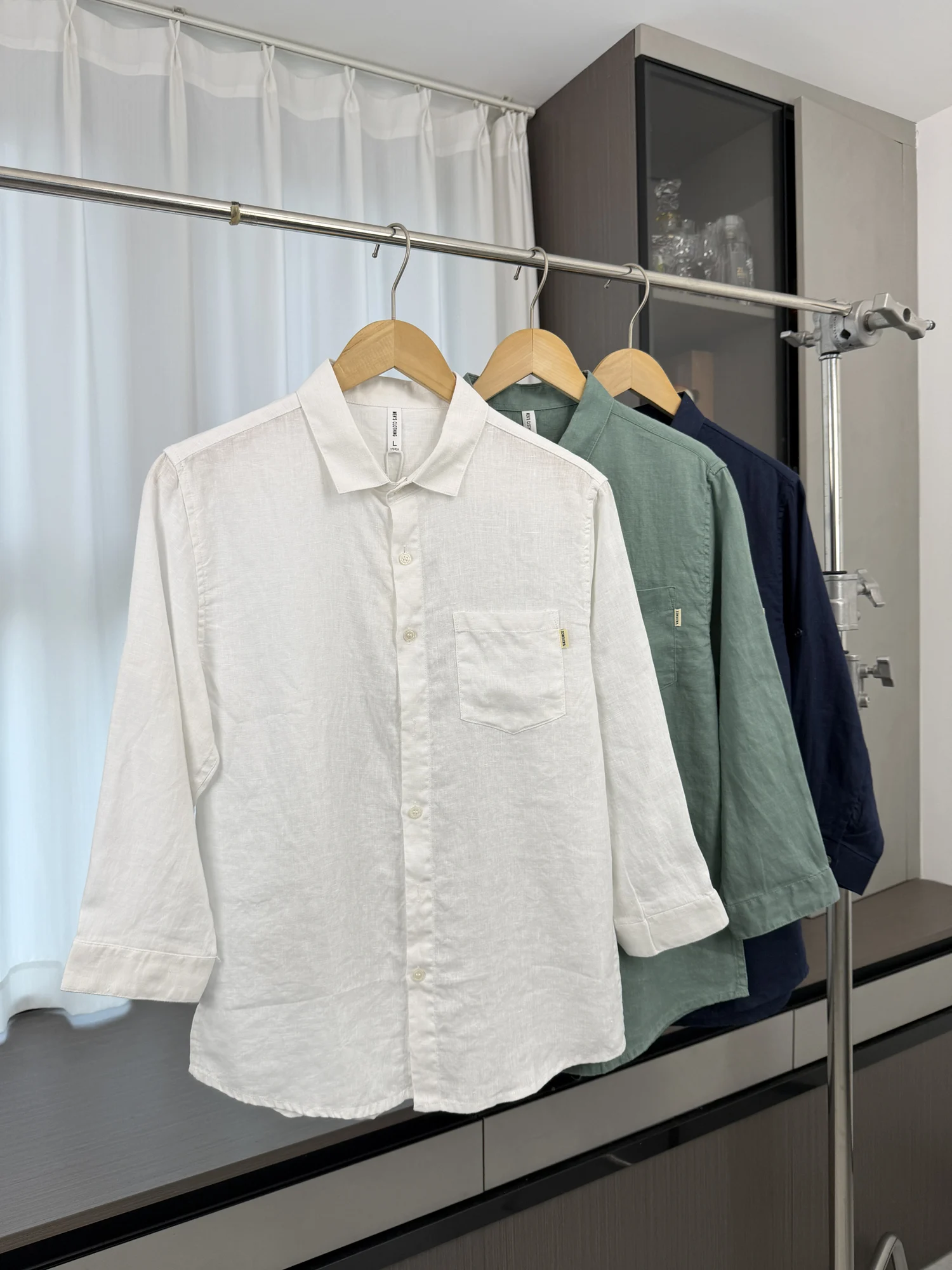 

High-End Comfortable Thin Men's Summer Washed Linen Casual Lapel Seven-Quarter Sleeve Shirt Breathable Fashion Urban Style