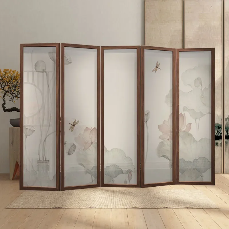 Modern Solid Wood Folding Room Divider Screen Portable Partition for Living Room Hotel Simple Chinese Style Decor