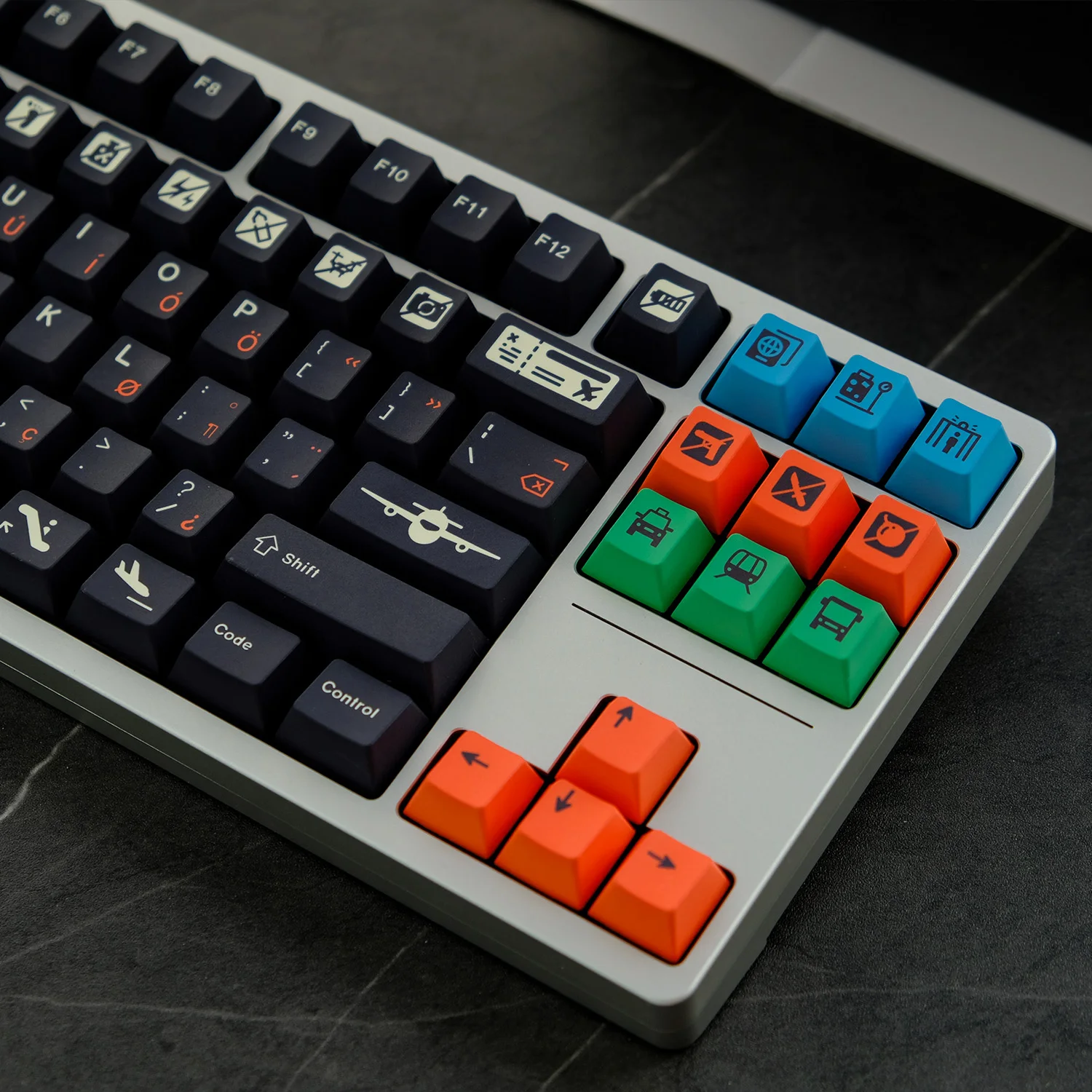 KYOMOT 188 Keys Airport Theme Aviation Icon Keycaps Set Cherry Profile PBT Dye Sub Keycaps For MX Switch DIY Mechanical Keyboard