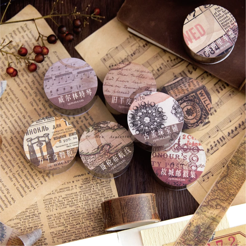 

1 roll 18.5mm*2m Vintage decoration sticker DIY collage paper Scrapbooking Material handmade Diary Album Junk Journal Supplies