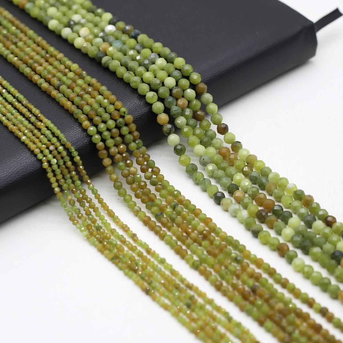 Cuentas de piedras preciosas naturales de 2, 3 y 4mm, Jade canadiense, nefrita, cuentas sueltas microfacetadas para fabricación de joyería, collar de pulseras DIY de 14''
