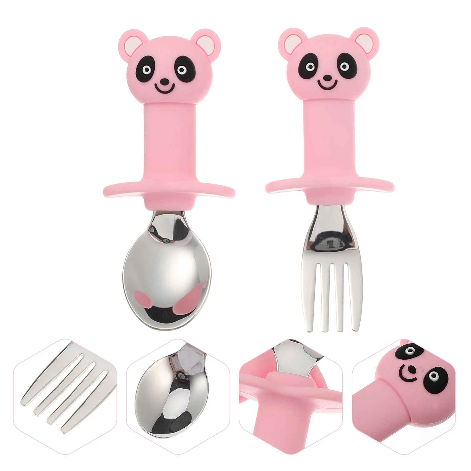 

Baby Training Fork Spoon Set Short H Silica Gel Dinning Utensils Toddler Feeding Tools Safe Durable Infant Tableware