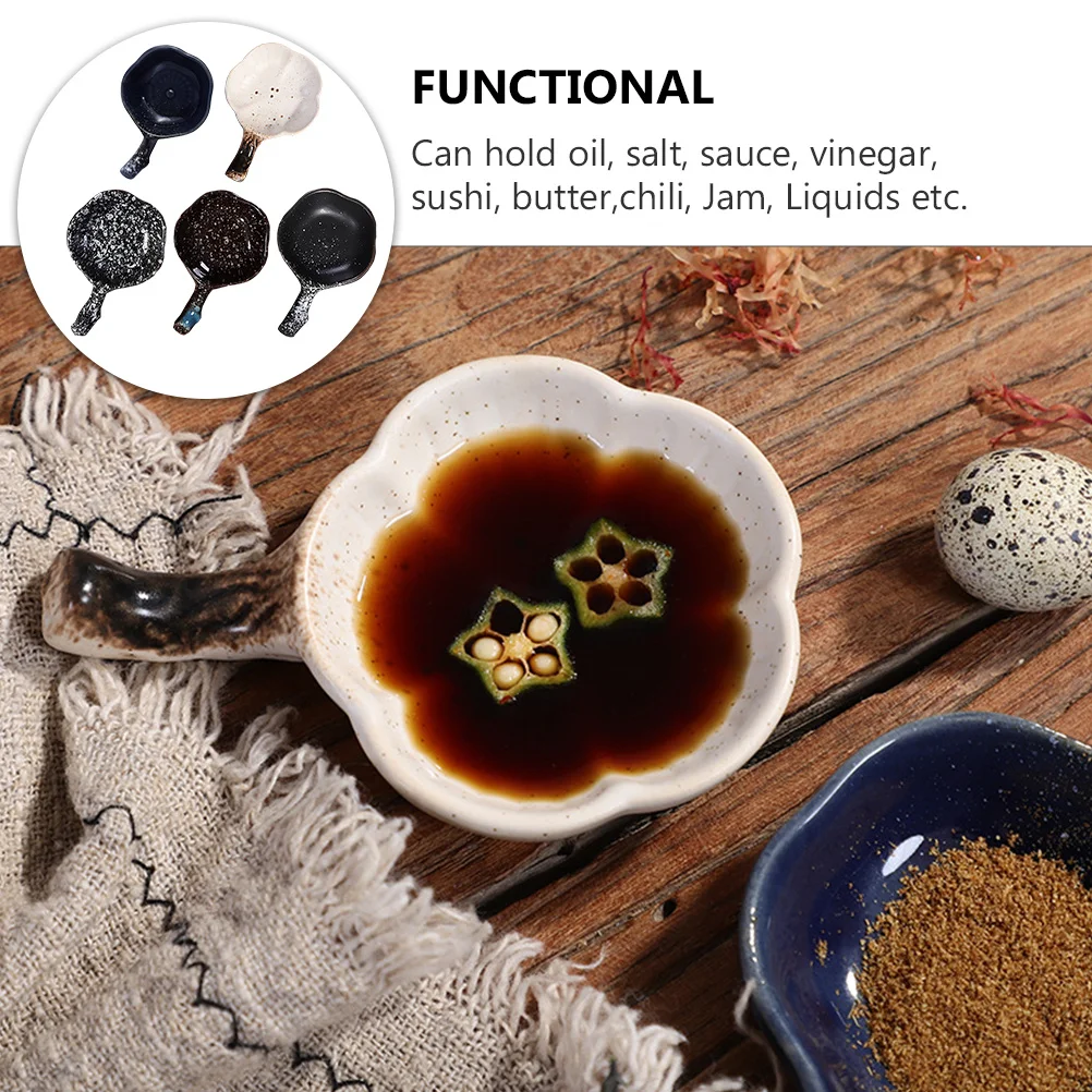 

5Pcs Ceramic Oil Dish Creative Sauce Bowl Dipping Mustard Soy Tableware Multi-Purpose Home Kitchen Travel Safe Lightweight