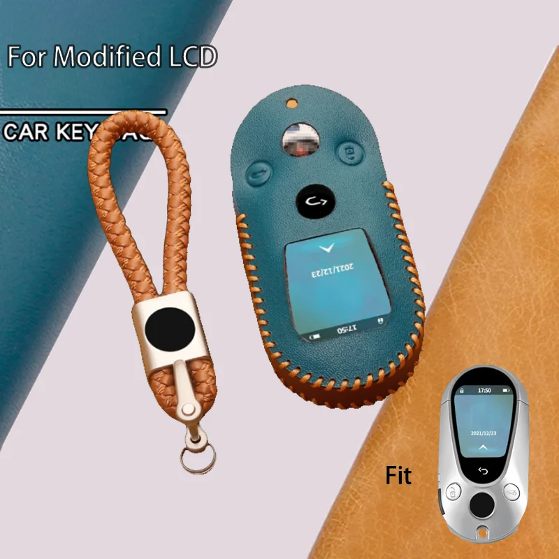 

Leather Modified LCD Key Cover Case K700 for Mercedes-Benz Model Touch Screen Key Protection Bag Buckle Holder Fob Accessories