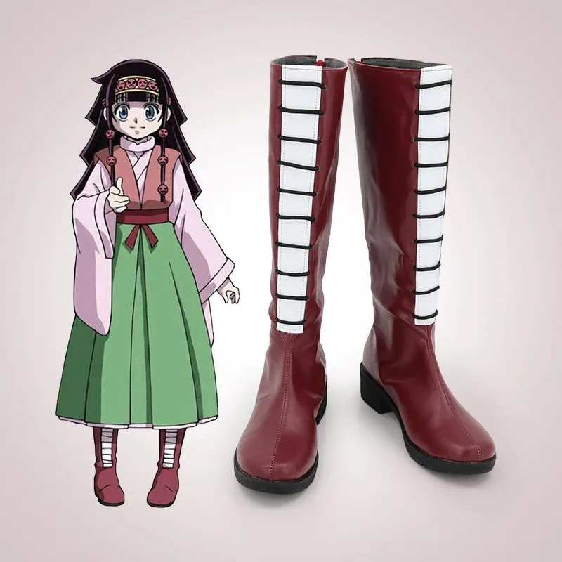 รองเท้าบูทคอสเพลย์ Alluka Zoldyck จาก CyAnime Hunter พร้อมวิกผม Aruka Zorudikku ชุดคอสตูมล่าสัตว์สำหรับฮาโลวีน สำหรับผู้หญิงและผู้ชาย