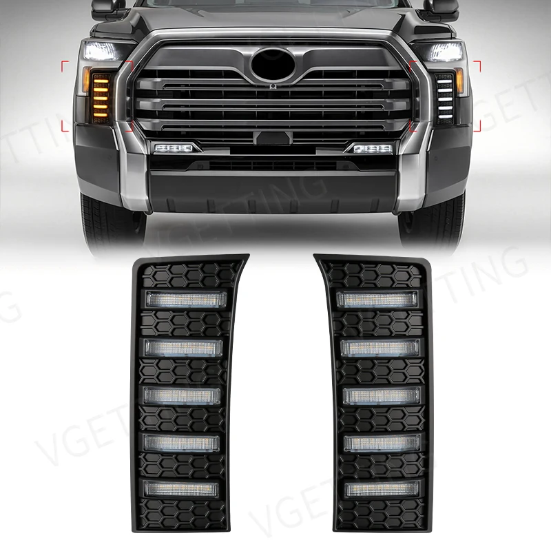 

DRL For Toyota Tundra 2022 2023 LED Daytime Running Light Yellow Turn Signal Relay Waterproof 12V Daylights Fog Lamp Decoration