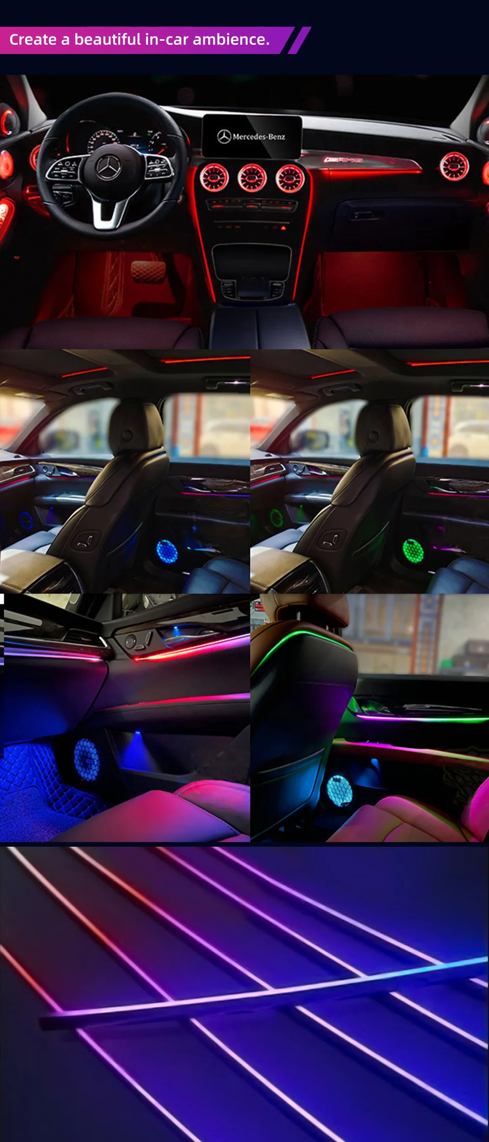 30-in-1 Symphony Auto-Ambientelicht RGB 128 Farben Universeller Auto-Innenraum-LED-Streifen Acryl-Hintergrundbeleuchtung Symphony Atmosphärenlampe – Detail 8