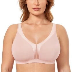 Women's Wireless Bras Plus Size No Underwire Full Coverage Smooth Comfortable Unlined Bra Black Beige Pink White