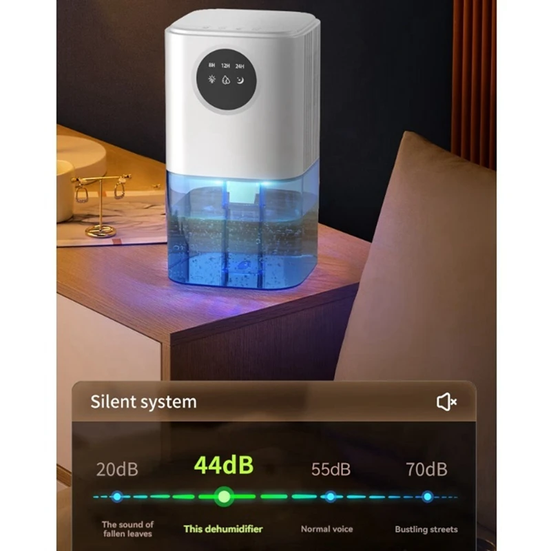 مزيل الرطوبة للمنزل الذكي مع أضواء توقيت ولون ، محمول ، مناسب لقبو الحمام ، سعة كبيرة ، 1.7 لتر