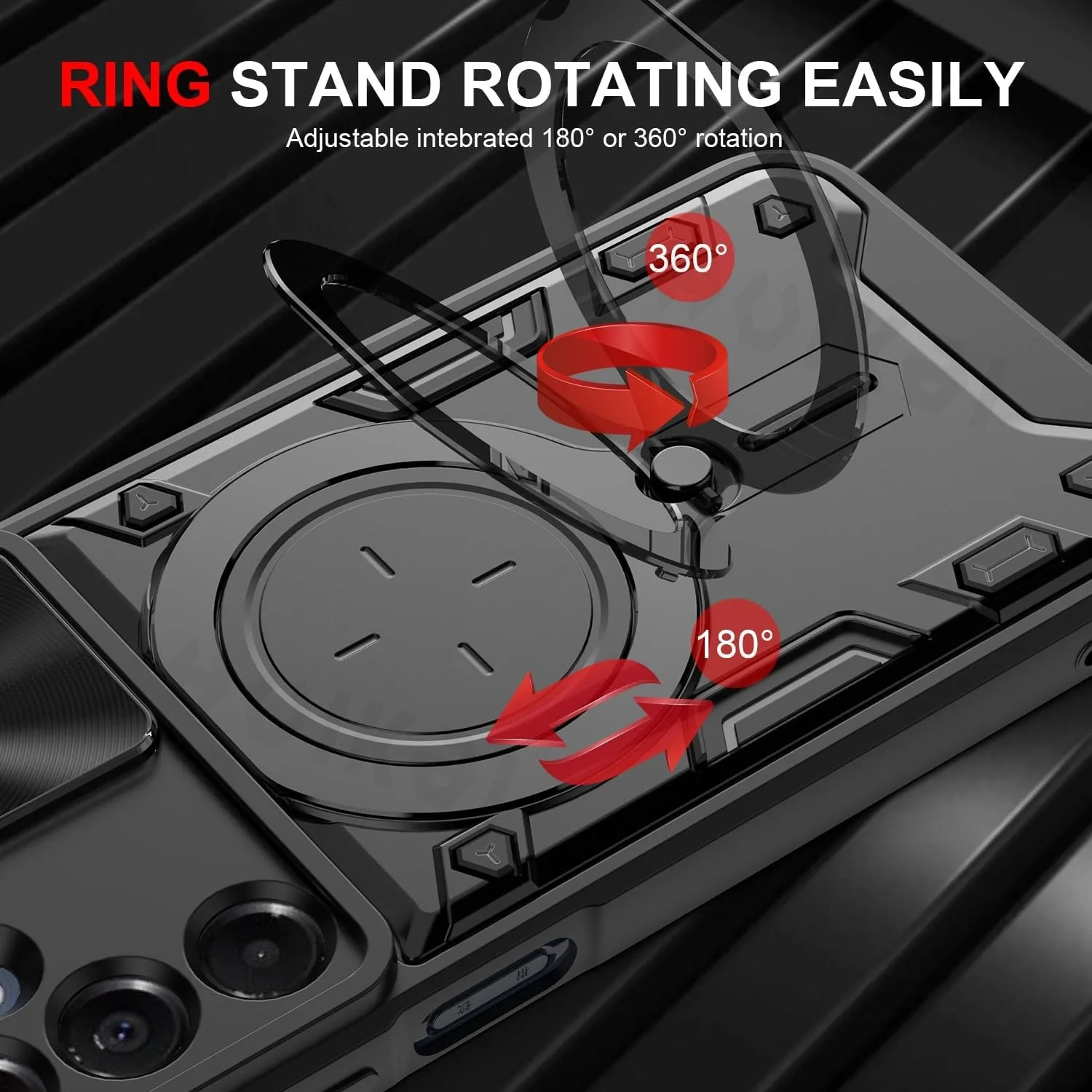 Case for Samsung S24 FE A16 A06 A55 S24 Ultra S23 S22 A54 A15 A35 A14 Slide Camera Lron Ring Protection Stands Kickstand Covers