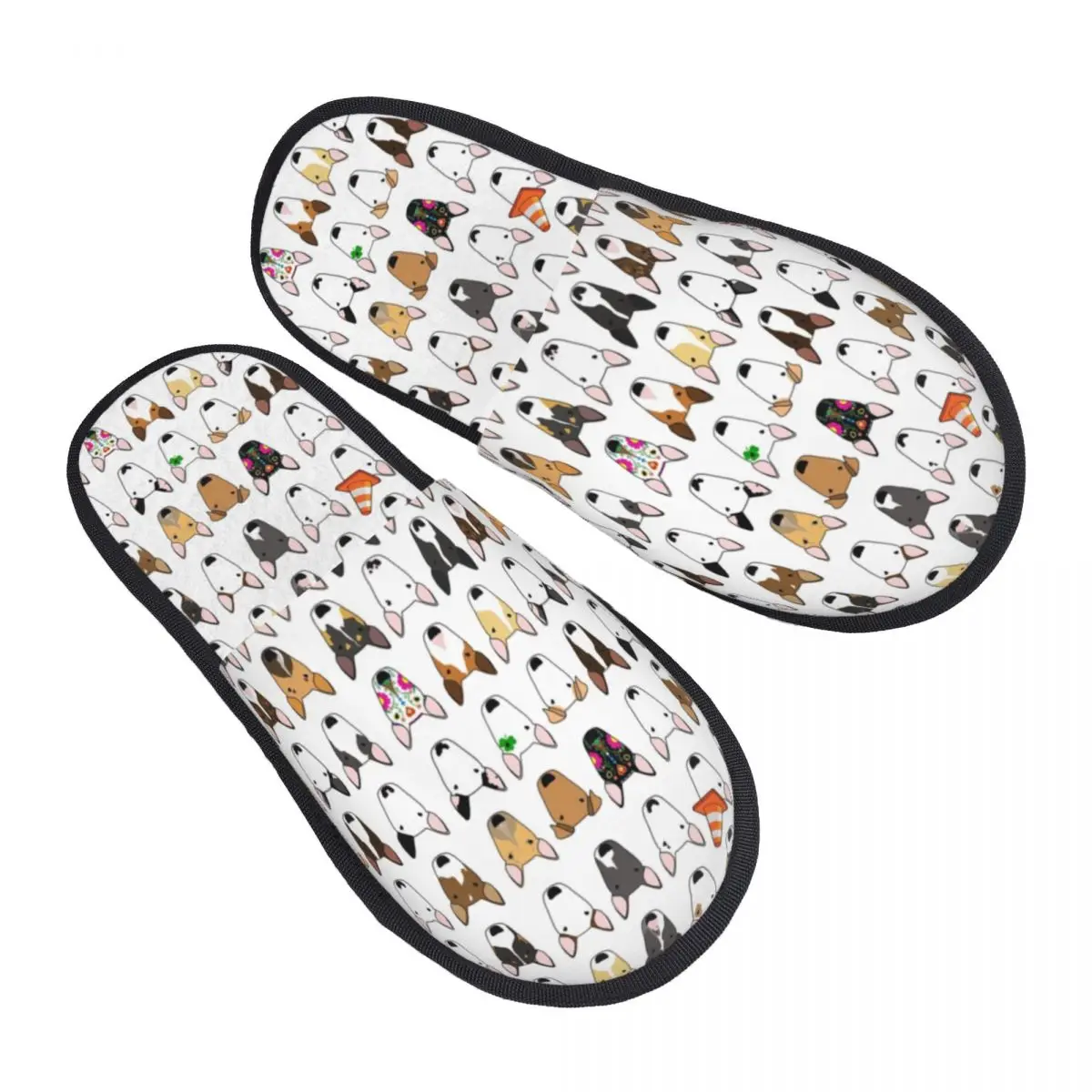 Multi Bull Repeat Cozy Scuff Memory Foam Slippers Women Dog Lover Bull Terrier Bedroom House Shoes