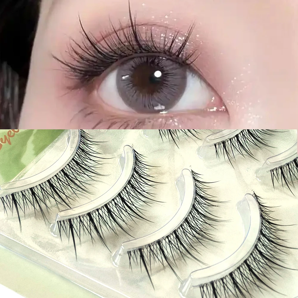 5 pares de maquiagem tailandesa cílios postiços natural olhando fada longo macio cílios banda clara extensão de cílios em quadrinhos