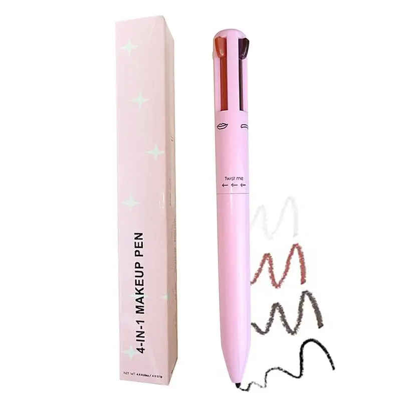 NEW 4 In 1 Eyebrow Pencil Lip Liner Highlighter Pen Waterproof Lasting EasyColor Sweat-Proof Eyeliner Makeup Pen Cosmetic Beauty