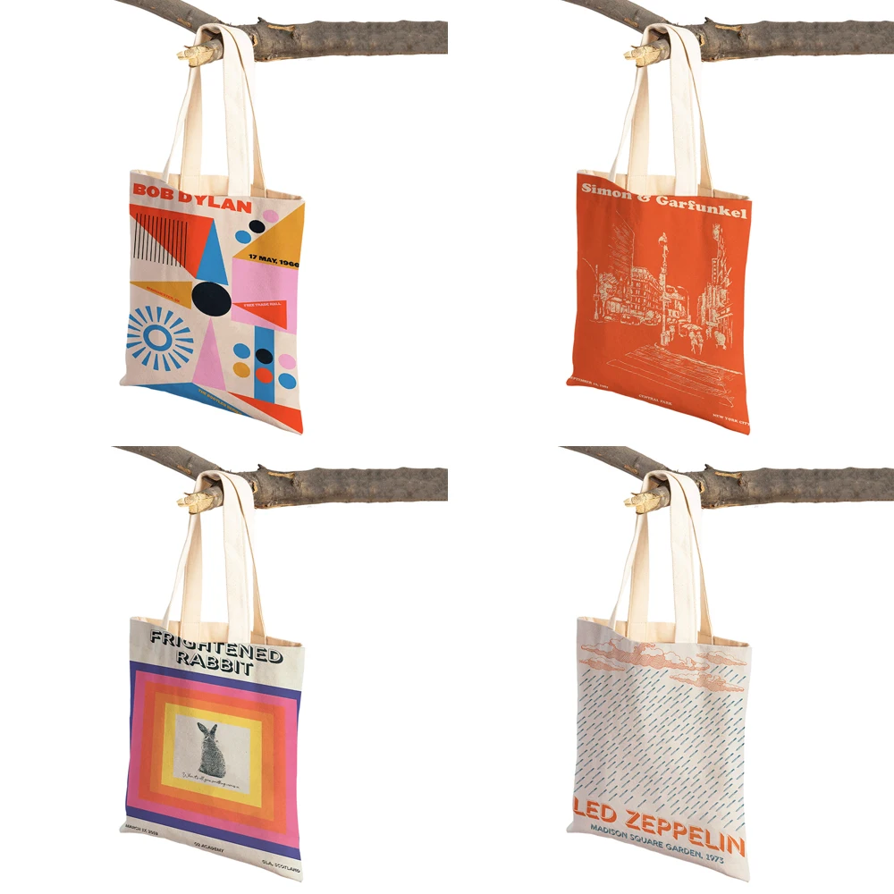 Music Posters Performed By Various Bands Shopping Bag Double Print Casual Nordic Shopper Bags Lady Canvas Tote Women Handbag