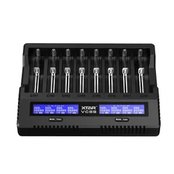 XTAR VC8S 8slots 1.2V Ni-MH A AA AAA SC C 3.6/3.7V 14500 16340 21700 26650 18650 Li ion Battery Charger