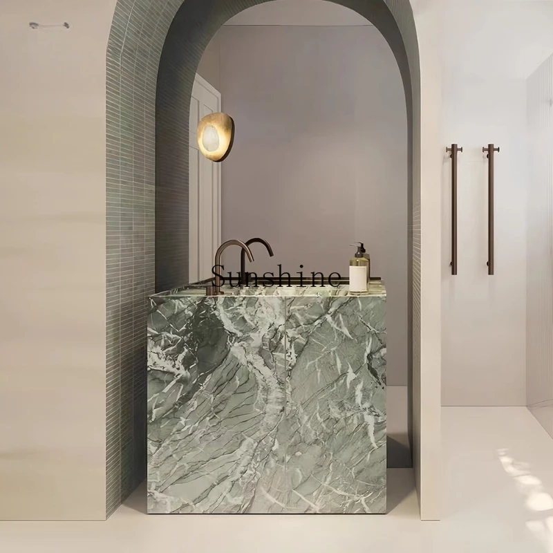 

Green jadeite marble floor-to-ceiling balcony outdoor courtyard B & B hand-washing column basin