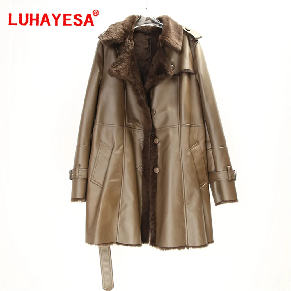 2024 Mongolia Bazaar Lamb Fur Shearling Clothing Women Long Real Fur Coat