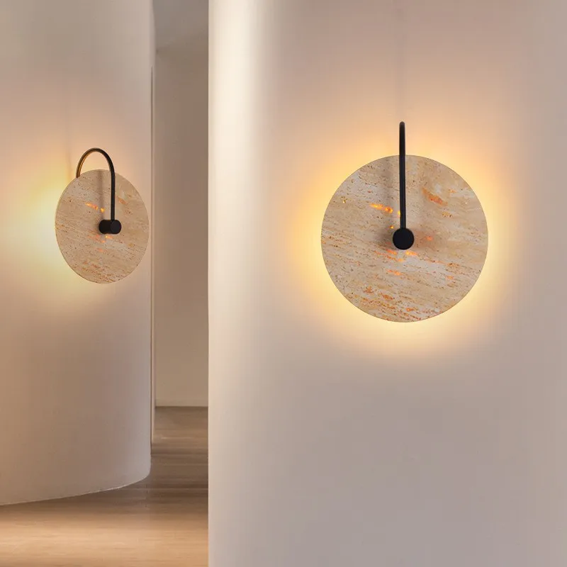 

Wabi Sabi Yellow Cave Stone Wall Lamp Led Bedroom Bedside Japan Living Room Wall Light Travertine Corridor Decor Sconce