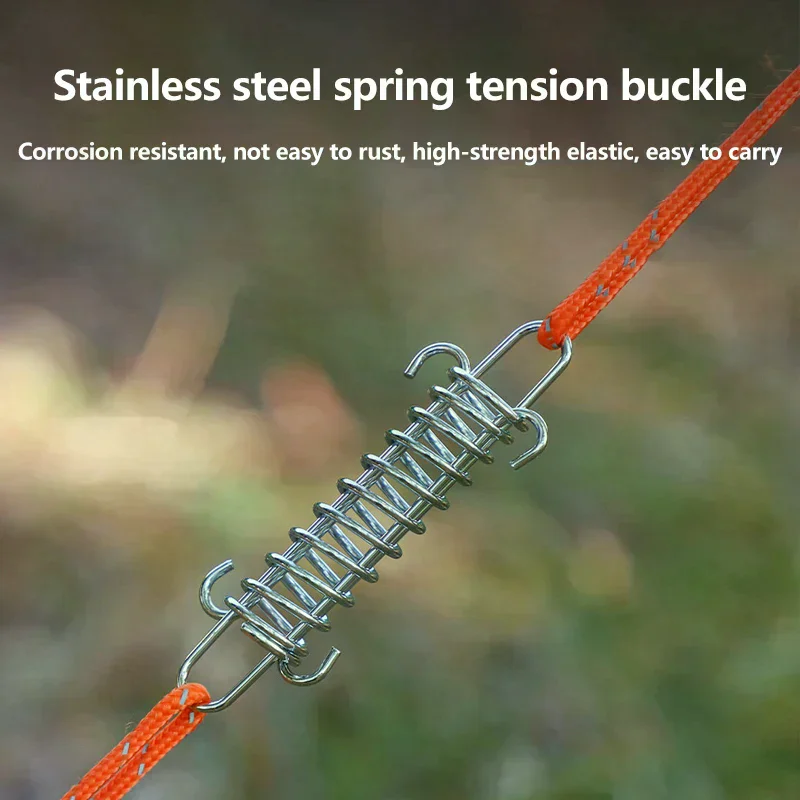 Outdoor Deck Pegs With Carabiner Clips Awning Tightener Fixed Hook 1/4/5Sets Camping Tent Wind Rope Spring Buckle Tent Tensioner