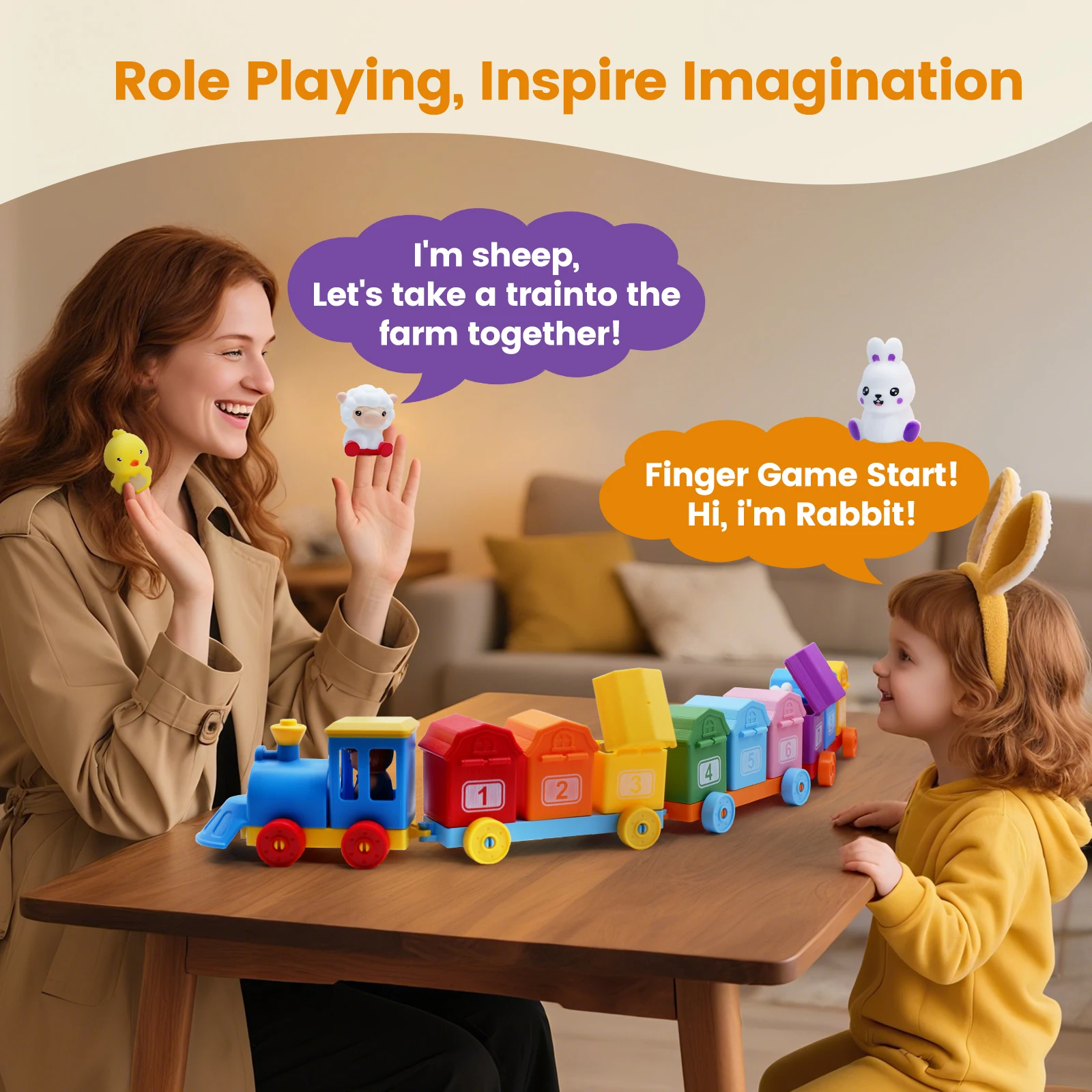 مجموعة قطار مزرعة مونتيسوري للأطفال الصغار تعلم العد والمطابقة والفرز المهارات الحركية الدقيقة، لعبة ما قبل المدرسة هدية عيد ميلاد