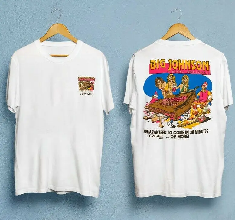 Caldo!! T-shirt Vintage Big Johnson Pizza Delivery Mens Cozumel S-3XL