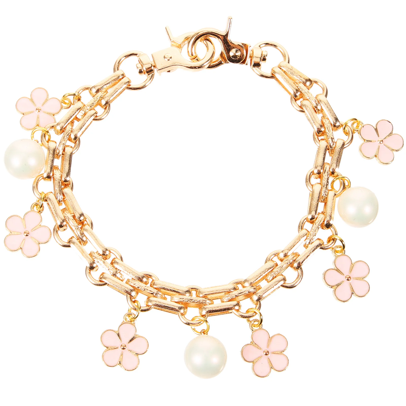 

Purse Chain Extender with Pearl Flower Design Bag Strap Extension for Shoulder Bags and Backpacks DIY Replacement Link Connector