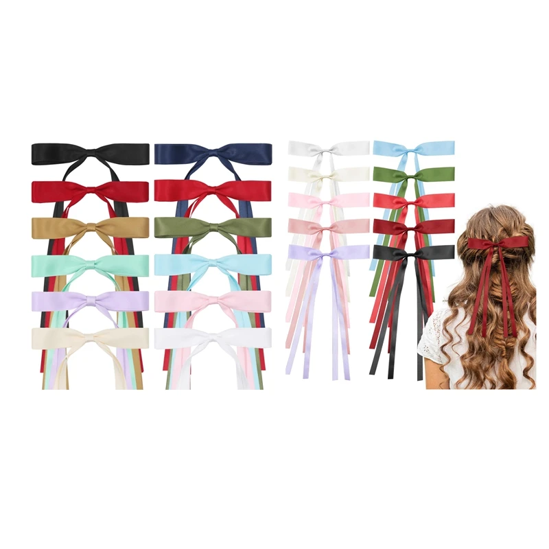 Hair Bows For Women, Hair Ribbon Hair Bows With Long Tail,Cute Hair Bow Clips Hair Barrettes For Women Accessories