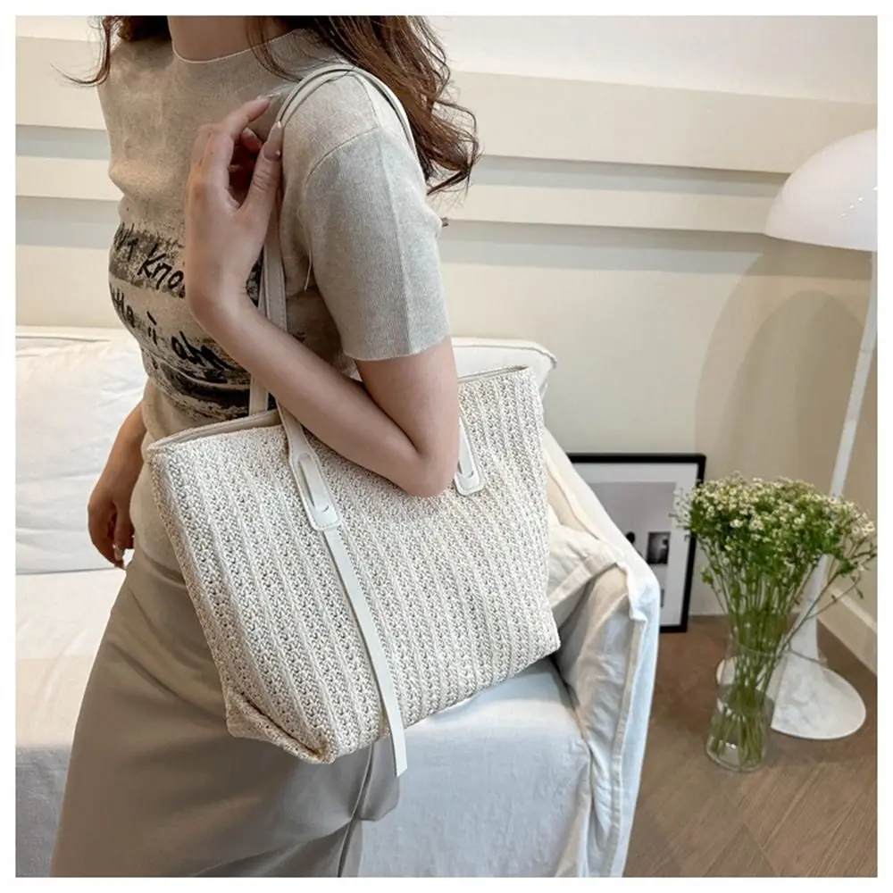 Fashion Woven Straw Bag Rattan Handmade Braid Tote Bags Large Capacity Big Handbags for Women Girls