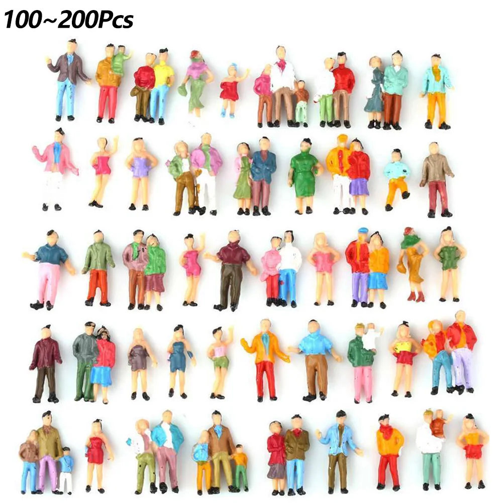 100pcs/200pcs Painted Figure 1:87 Scale Figure Model Miniature Figure N Scale Painted Scene Shape Figure Different Poses