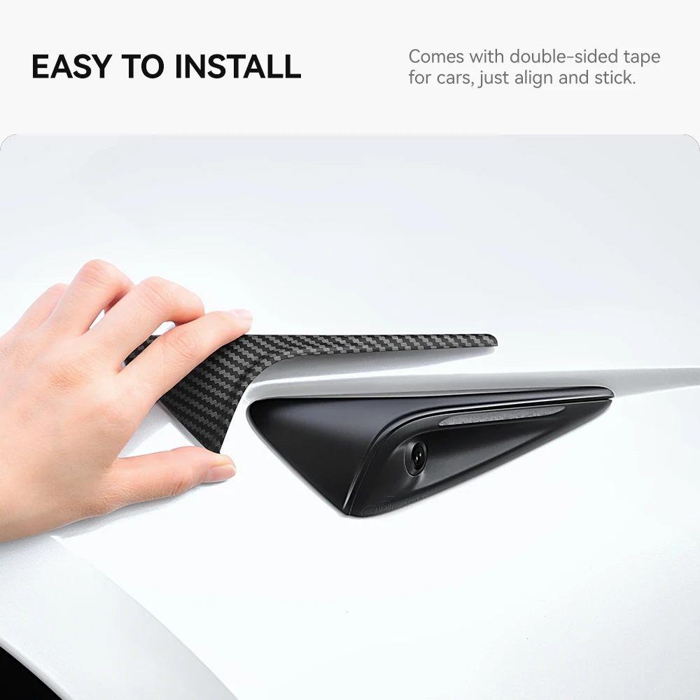 YZ For Tesla Model 3 Y Turn Signal Camera Trim Cover Side Leaf Board Protector ABS Matte Carbon Fiber Pattern Accessories