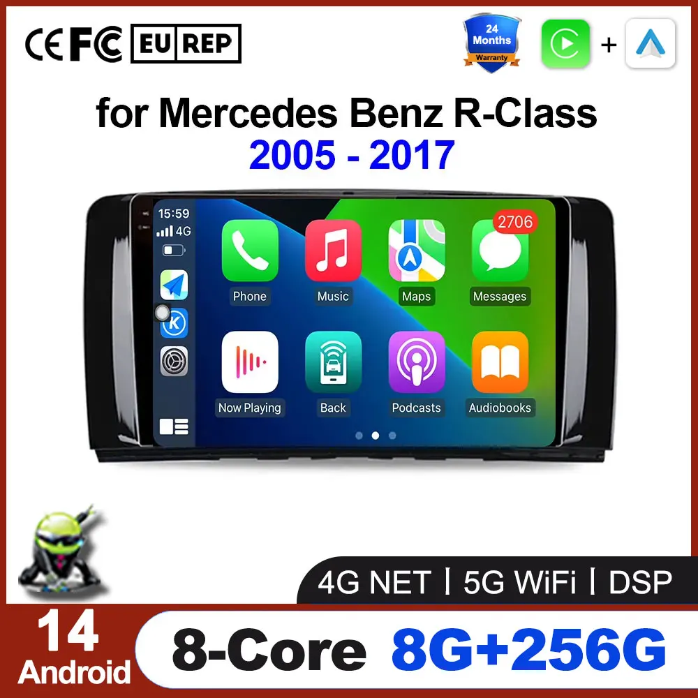 

for Mercedes Benz R-Class 2005 - 2017 Wireless CarPlay Android 14 Auto Radio Video Player GPS Navigation stereo Touch Screen