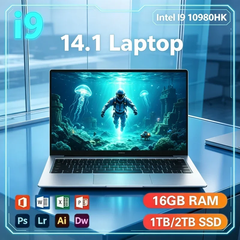 2026 Trend 14.1" Notebook Windows 11 Intel I9‑10980HK 32GB RAM 2TB SSD Large Capacity Laptop For Gaming Streaming Office Use