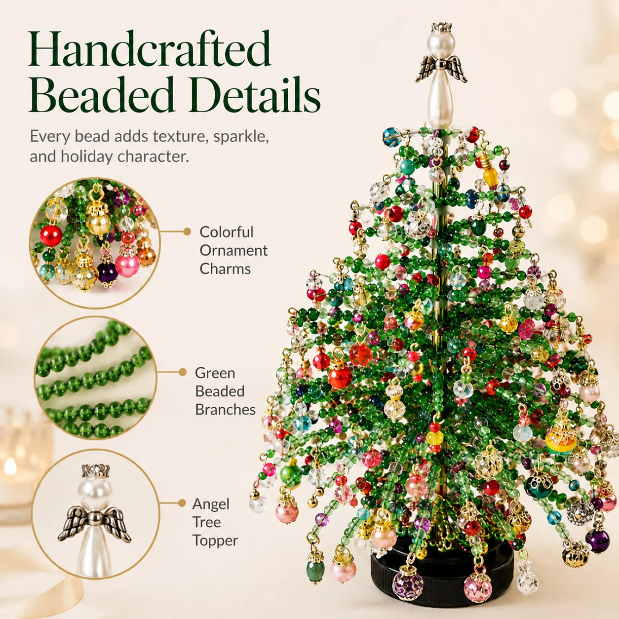 DIY Handmade Bead Weaving Christmas Tree DIY Kit, Desktop Holiday Decoration, Beaded Xmas Ornament, Festive Craft Present