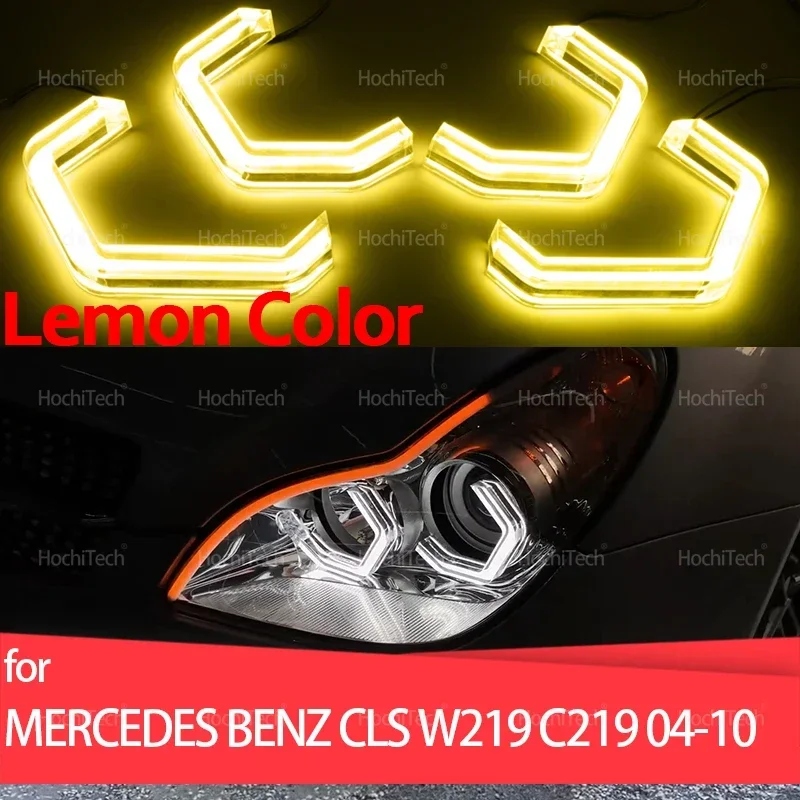 

Excellent Day Light Lemon Yellow Color M4 Style Ultra Bright Led Angel Eyes Kit Rings for MERCEDES BENZ CLS W219 C219 2004-2010