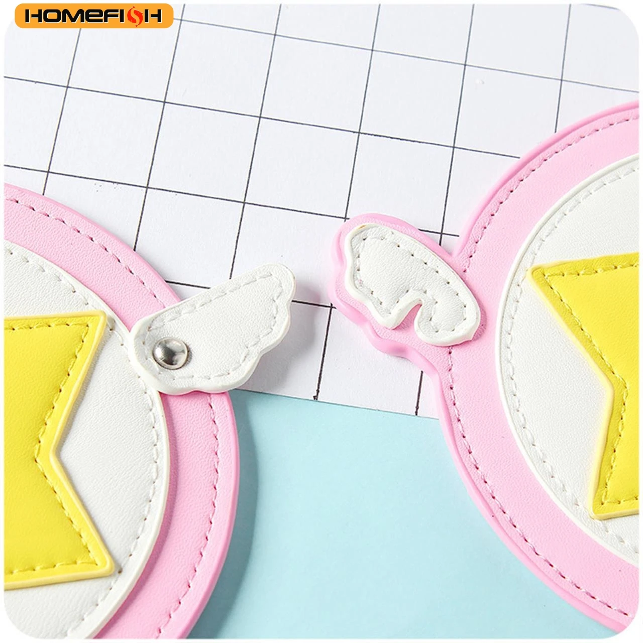 HOMEFISH Bus Subway Card Cover Holder Card Bag with Wings Anime Magic Wand Card Bag