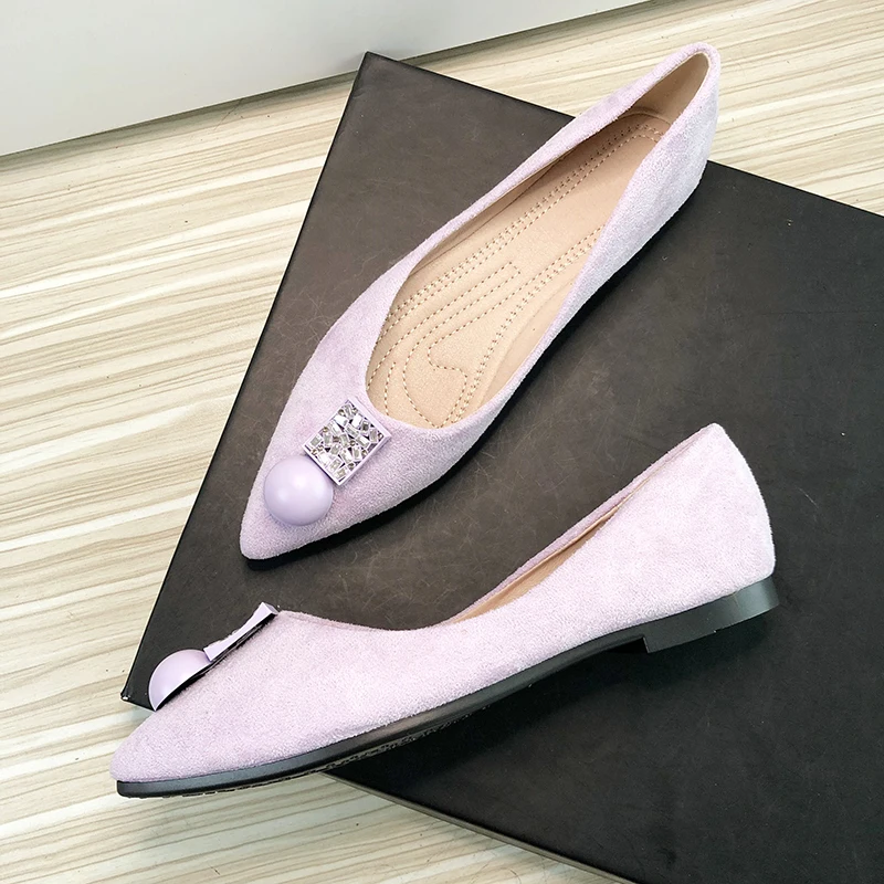 Flats Shoes Women Light Purple Lavender Pointed Toe Size 33-43 Black Flats for Women Dressy Comfort High Quality Flat Shoes Lady