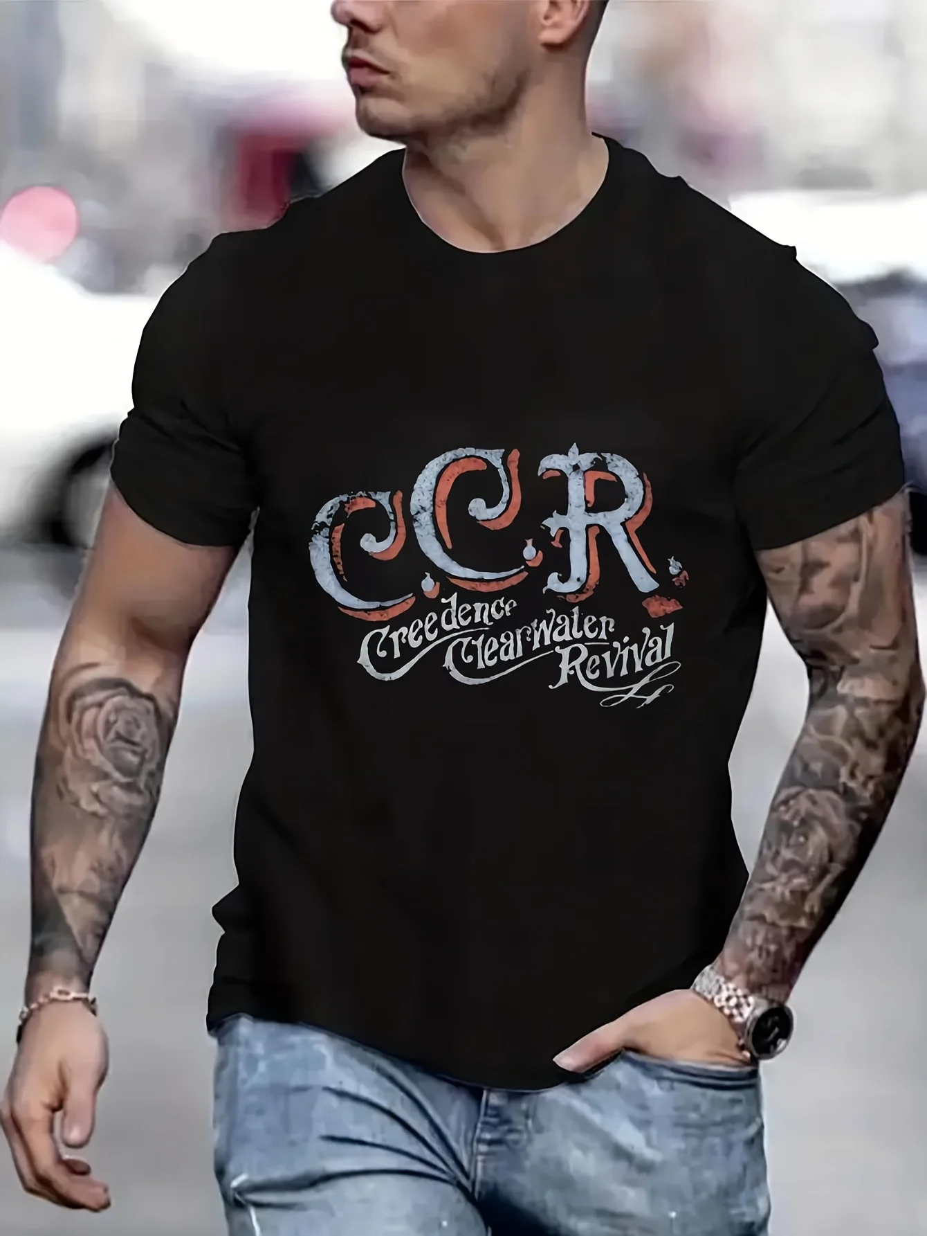 

Creedence Clearwater Revival Cotton Men's T-Shirts Clothing Vintage T Shirt Funny Men's T-Shirts Men Gift B5023118
