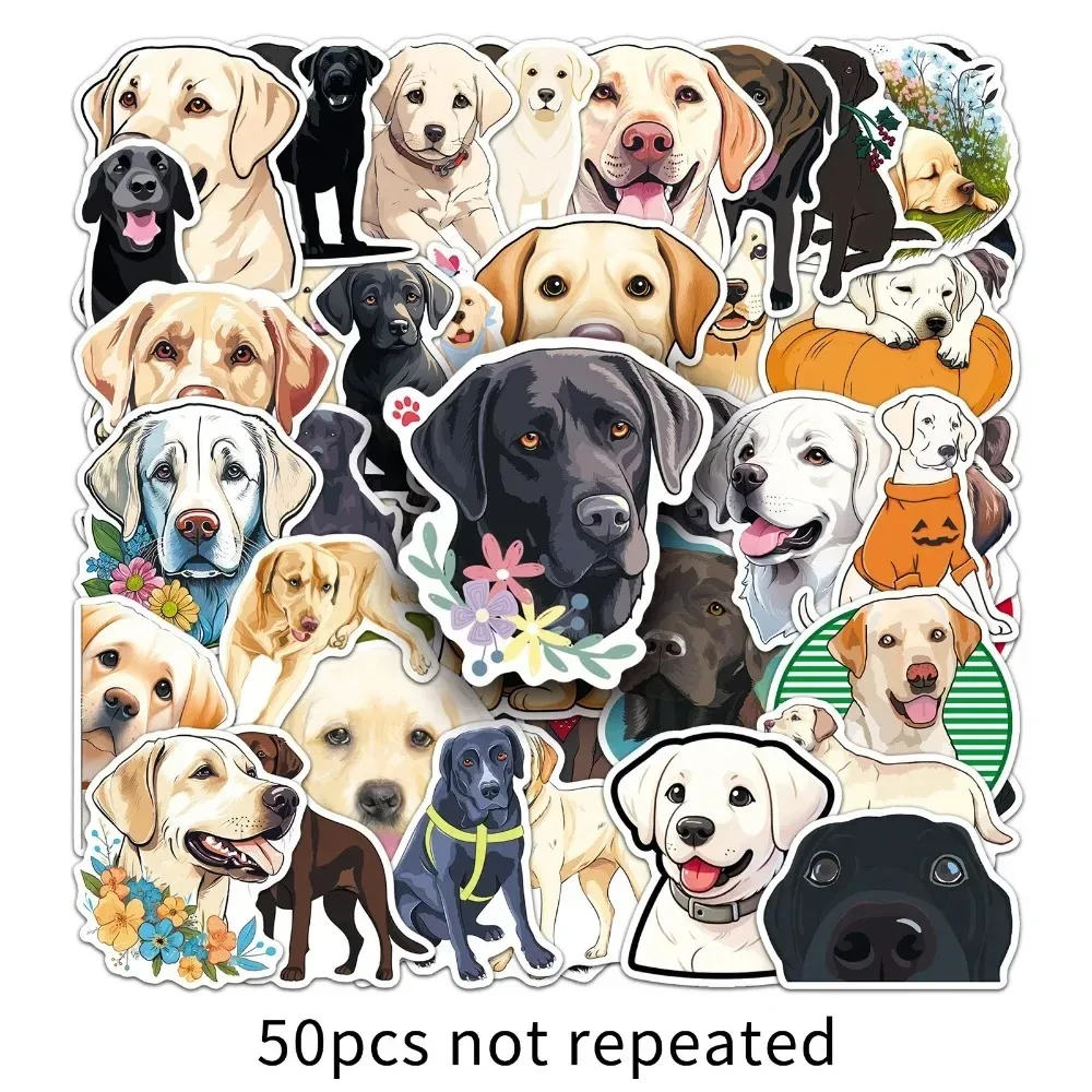 50Pcs Labrador retriever Animal Pet Dog Graffiti Stickers Decorate Helmets Water Bottles Phone Cases Refrigerators Suitcases