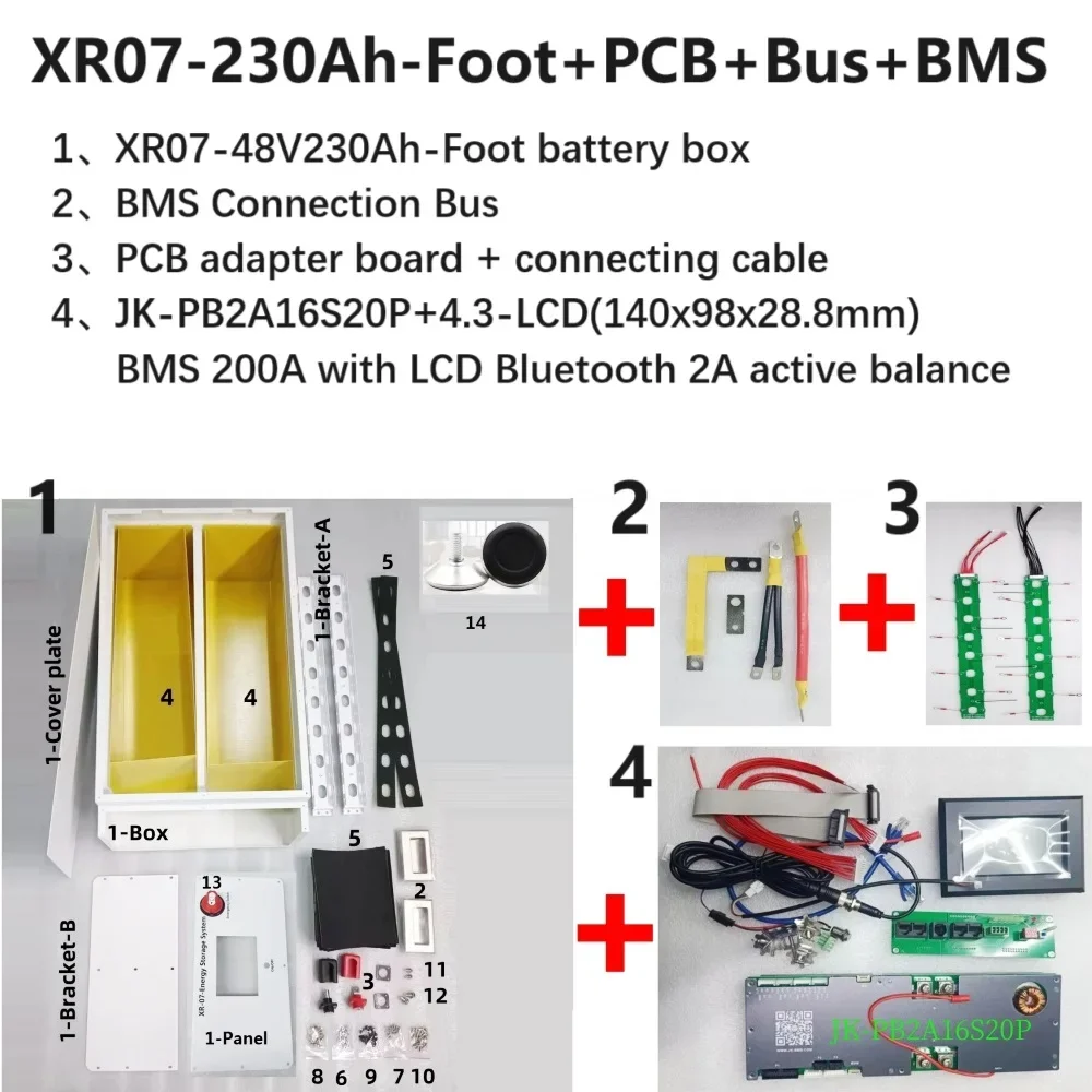 2) XR07 48V230AH 10KW Solar Energy Storage System Power Box LiFePO4 Battery Case DIY Kit For JK Inverter BMS Exx/CAx 202AH 230AH