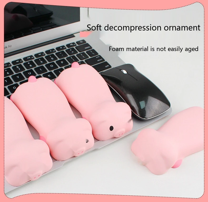 Cartoon-Schwein Silikon-Handgelenkauflage Mauspad 2 Farben Niedliche Büro-Gaming Ergonomische Rutschfeste Schreibtischunterlage – Detail 1