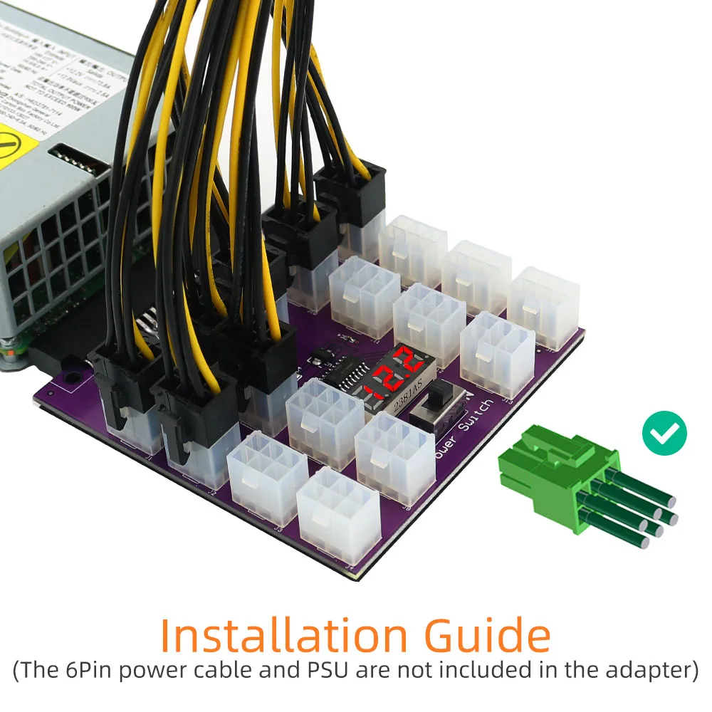 Upgrade Version ATX 17x 6Pin Power Supply Breakout Board Adapter Converter 12V for Ethereum BTC Mining