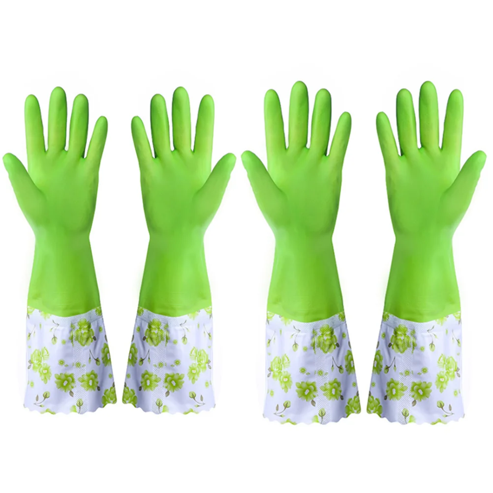 2 Pairs Housework Gloves Kitchen Cleaning Dishwashing Made to Order Non-slip Thicken